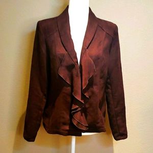 EUC Faux suede jacket w/ ruffles Sz M